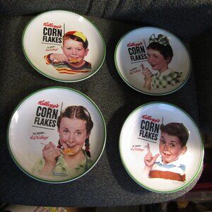 Brand New 2013 NORMAN ROCKWELL KELLOGG’S CORN FLAKES 4 COLLECTOR PLATES in Box
